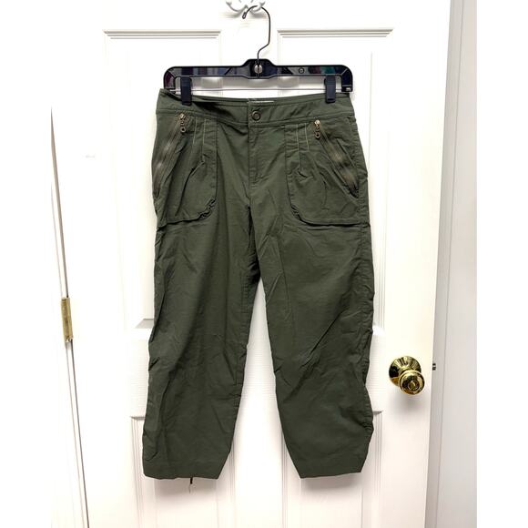 Title Nine, Green Pants, Cropped, Zip Pockets, Cuff Detail, Women's Size 4 - Picture 1 of 6
